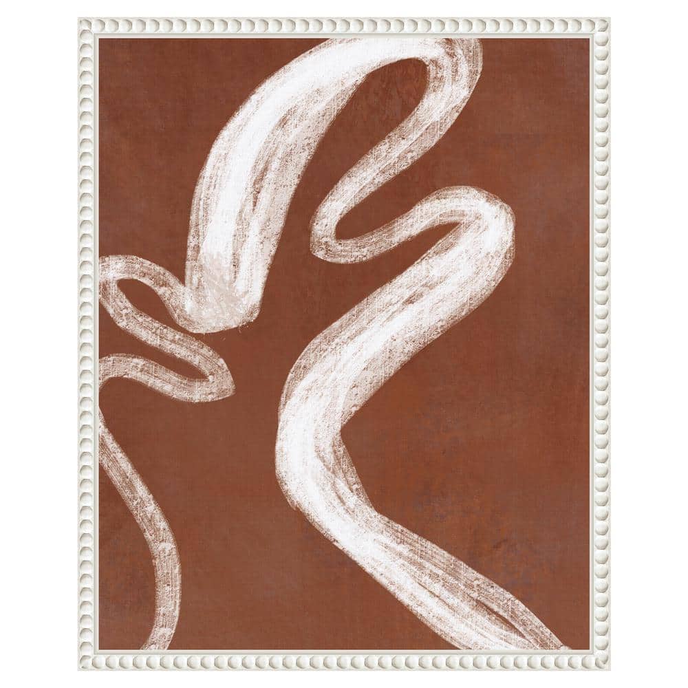 Abstract Beaded Framed Canvas Wall Art in Brown and White