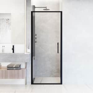 Astoria 32 in. W x 76 in. H Space Saving Framed Pivot Shower Door in Matte Black with Clear Glass