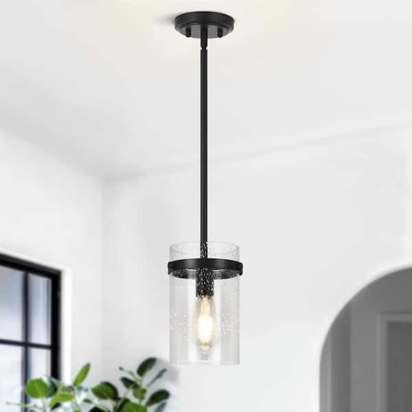 Jasslynn 1-Light Clear Pendant Light with Bubble Glass Shade for Kitchen Island, Dining Room, No Bulbs Included