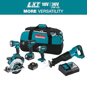 18V LXT Lithium-Ion Cordless Combo Kit (5-Tool) with (2) 3.0 Ah Batteries, Rapid Charger and Tool Bag