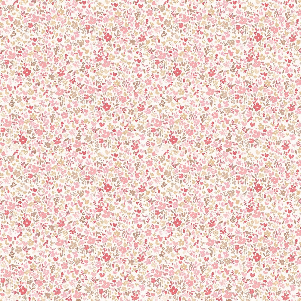 Mini Mod Floral Cranberry/Tan Matte Finish Non-Woven Non-Pasted Wallpaper R