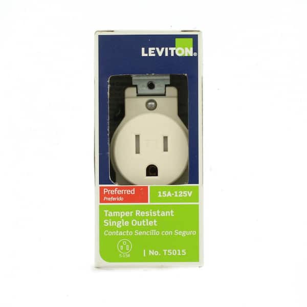 15 Amp 125 V Tamper Resistant Single Outlet/Receptacle, Light Almond (1-Pack) T5015-TS