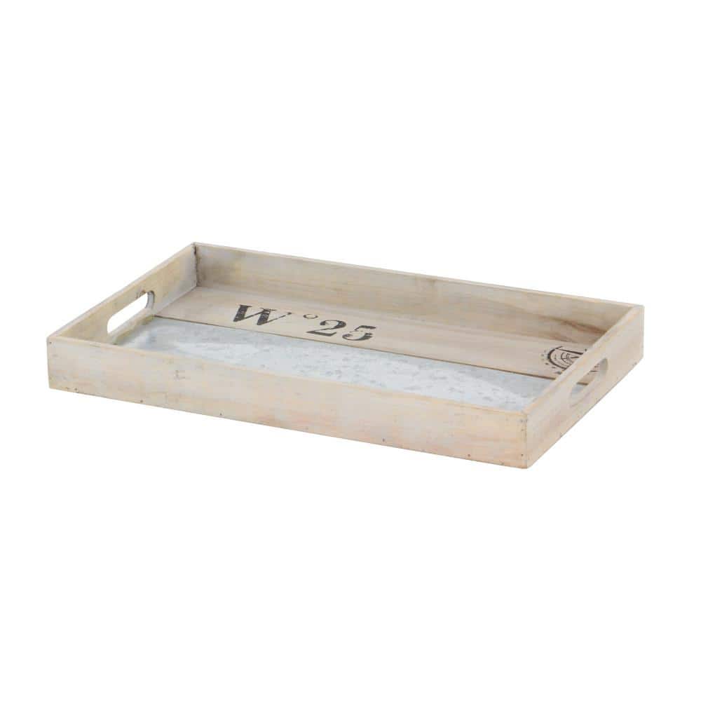 Nautical Brown Fir and Metal Decorative Tray Set