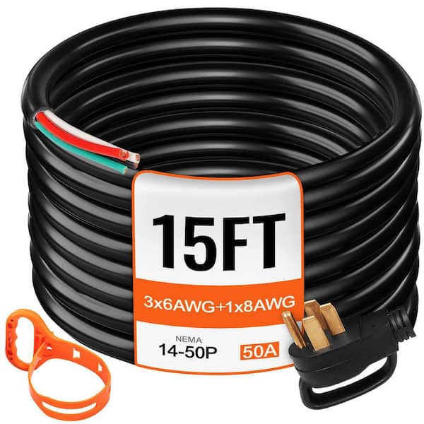 15 ft. 6 / 4 STW 50 Amps 125/250V RV Generator Extension Cord