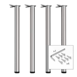 34 1/4 in. (870 mm) Brushed Chrome Metal Round Table Leg with Leveling Glide (4-Pack)