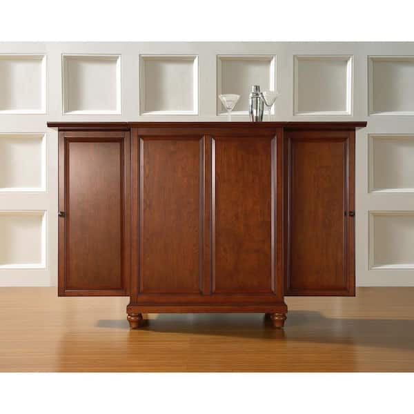 Crosley Cambridge Cherry Bar with Expandable Storage