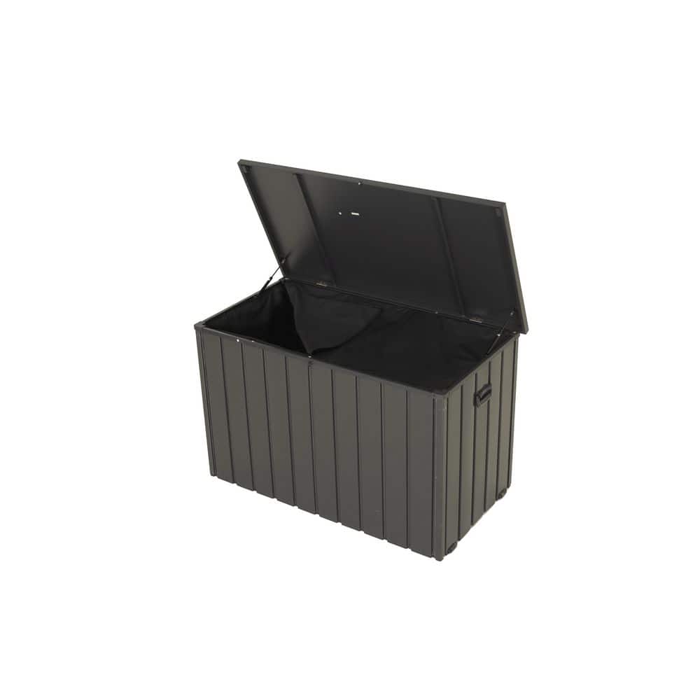 Gray 100 Gal. Lockable Metal Deck Box, Outdoor Storage Box with Waterproof Built-in Oxford Fabric Storage Bag and Wheels price history on PriceWatchPro