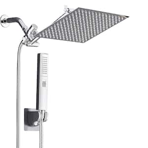 3-Spray Settings Wall Mount Handheld Shower Head 2.5 GPM 10 in. with 11 in. Brass Adjustable Extension Arm in Chrome