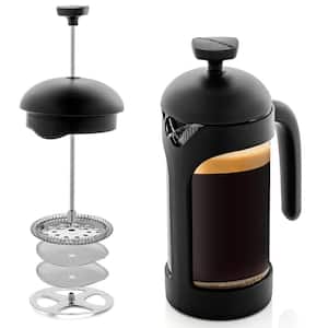1.5 Cup Black French Press Coffee Maker with Heat Resistant Borosilicate Glass