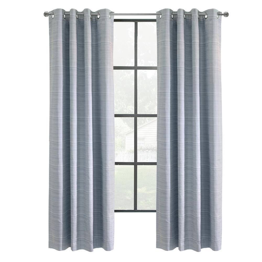 Solstice Navy Polyester Smooth 52 in. W x 95 in. L Grommet Indoor Blackout 