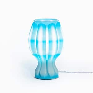 Flower 13 in. Blue/White Table Lamp Tropical Coastal Plant-Based PLA 3D Printed Dimmable LED