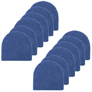 High Density Memory Foam 17 in. x 16 in. U-Shaped Non-Slip Indoor/Outdoor Chair Seat Cushion with Ties, Navy (12-Pack)