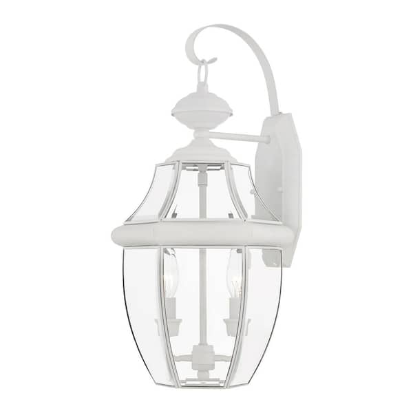 AVIANCE LIGHTING Aston 20.25 in. 2-Light White Outdoor Hardwired Wall Lantern Sconce with No Bulbs Included