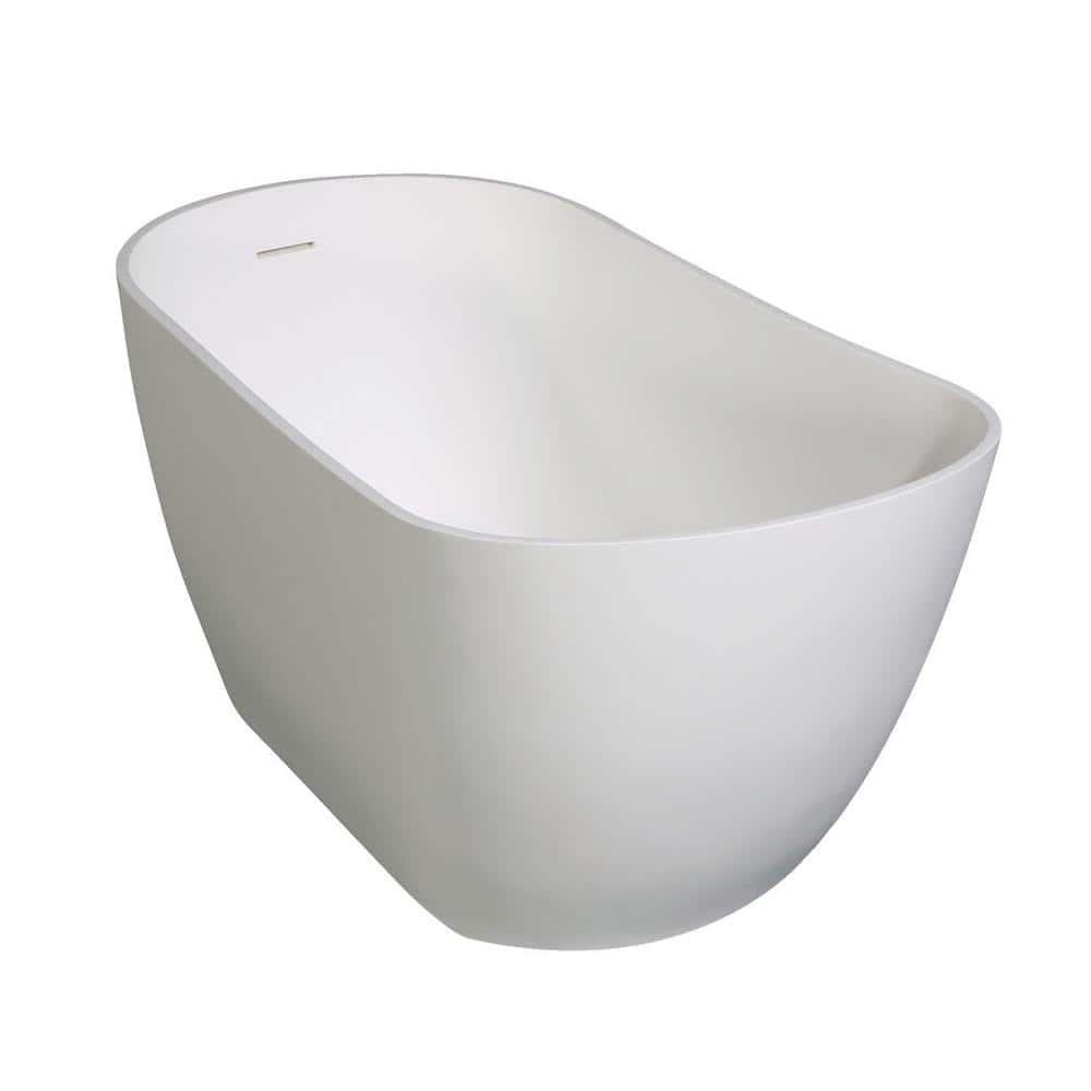 Arcticstone 52-Inch Matte White Solid Surface Freestanding Bathtub