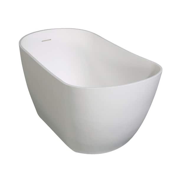 Arcticstone 52 in. Solid Surface Flatbottom Freestanding Bathtub in White