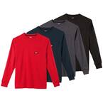 Men's Small Multi-Color Heavy-Duty Cotton/Polyester Long-Sleeve Pocket T-Shirt (4-Pack)