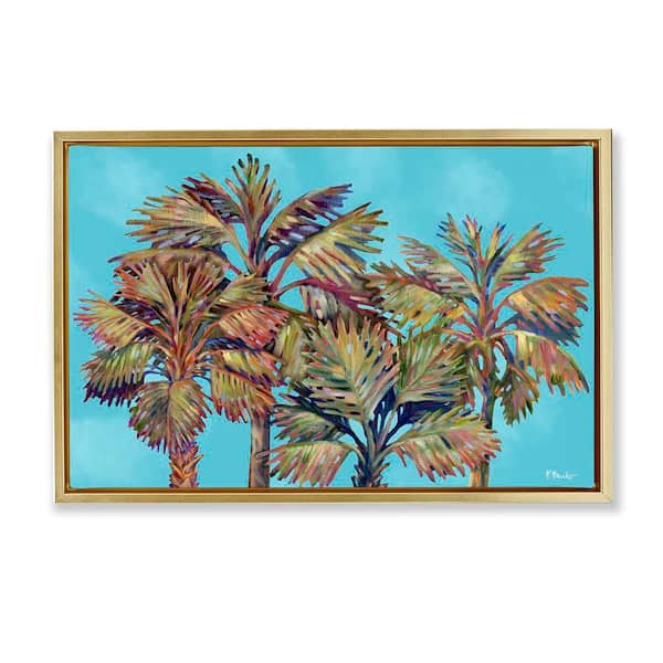 Stupell Industries Bondi Beach Palms by Paul Brent Gold Floater Frame Nature Graphic Art Print 17 in. x 25 in.