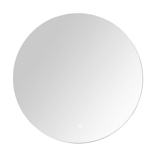 Luana 24 in. W x 24 in. H Round Frameless Anti-Fog Wall Mount Bathroom Vanity Mirror with Dimmable LED Light