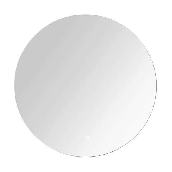 Home Decorators Collection 24 in. W x 24 in. H Round Frameless Anti-Fog Wall Mount Bathroom Vanity Mirror in Silver with Dimmable LED Light