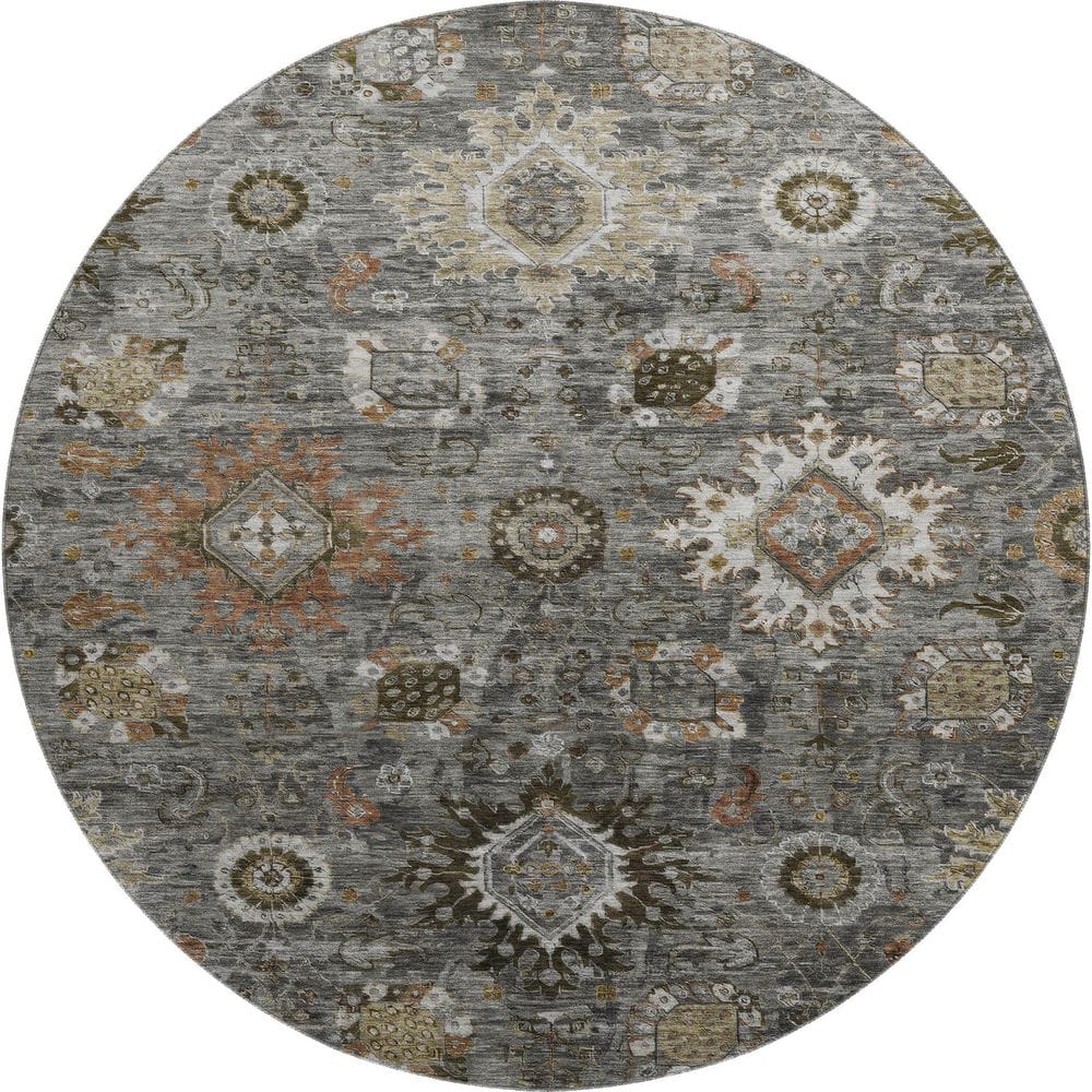 Mayfield Premium Machine Washable Abstract AMF1927 Pewter 8 ft. x 8 ft. Round Rug price history on PriceWatchPro
