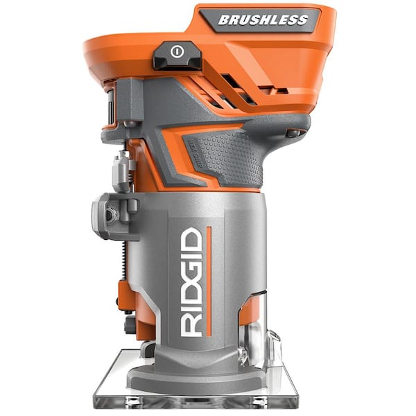 RIDGID - 18-Volt Cordless Brushless 1/4 in. Compact Router with Fixed Base and Tool Free Depth Adjustment