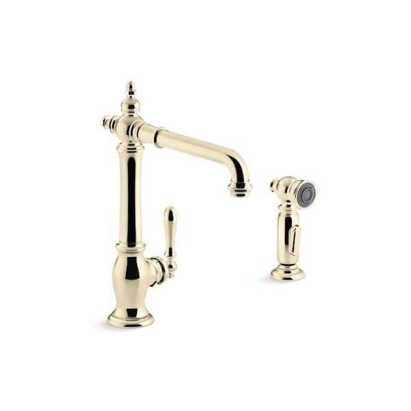 KOHLER Artifacts Single-Handle Standard Kitchen Faucet in Vibrant French Gold