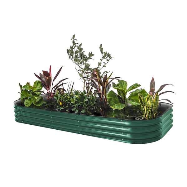 vego garden 11 in. Tall 10 In 1 Modular British Green Metal Raised Garden Bed Kit