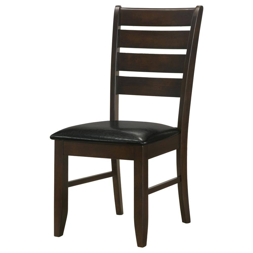 Espresso Brown Faux Leather Upholstered Ladderback Side Chair