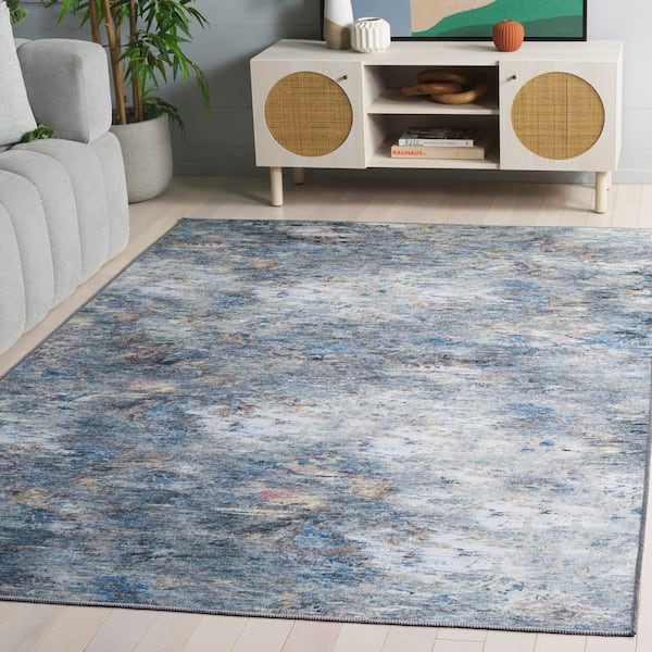 Vintage Heriz Green/Blue 9 ft. x 12 ft. Machine Washable Abstract Distressed Area Rug