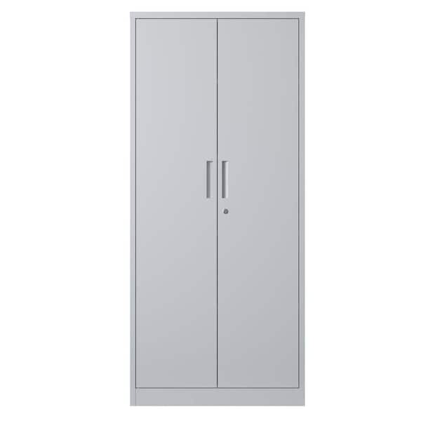 Tidoin 5-Tier 71 in. H White Metal File Cabinet Locker with Adjustable Shelves and 2-Doors