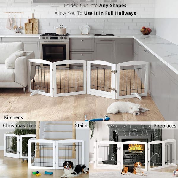 KIWDZFU Freestanding Foldable Indoor Dog Gate for Doorways and