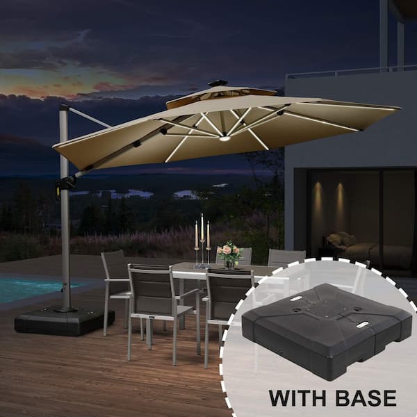 PURPLE LEAF 12 ft. Octagon WindProof Aluminum Solar Powered LED