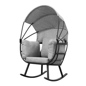 Metal Outdoor Rocking Chair Patio Egg Chair with Gray Cushion