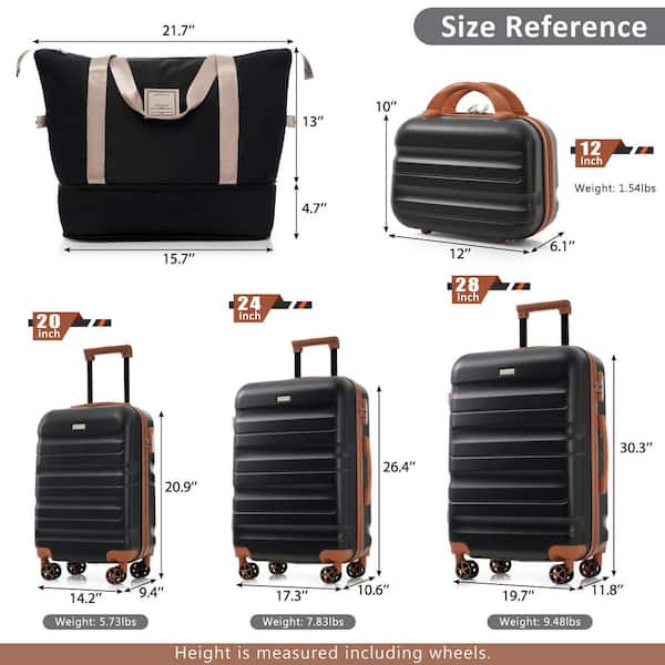 Merax 12-Piece Black ABS Hardshell Dual Spinner Luggage Set with