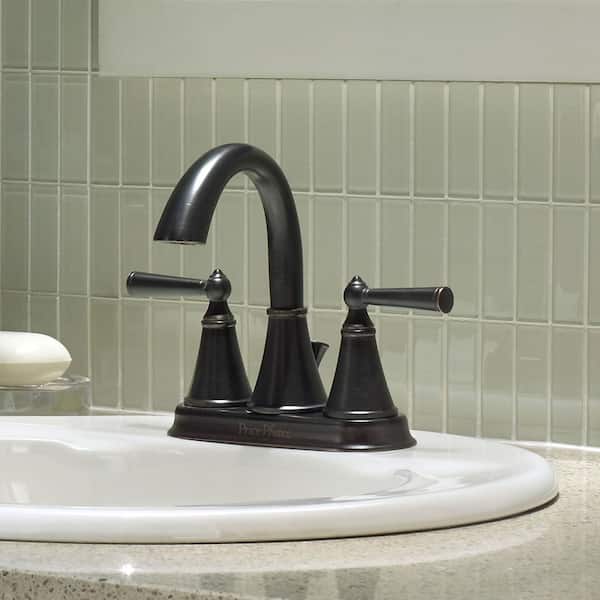 Saxton 4 in. Centerset Double Handle Bathroom Faucet in Tuscan Bronze Drain Kit Included