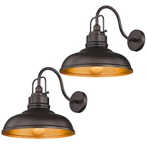 Farmhouse 17.7 in. Outdoor Hardwired Oil Rubbed Bronze Finish Gooseneck Barn Light Sconce for Porch Warehouse (2-pack)