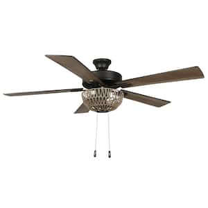 Zarah 52 in. LED Indoor Brown Rope Ceiling Fan with Light