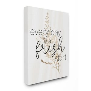 "Everyday Fresh Start Quote Gold Black Nature" by Daphne Polselli Unframed Country Canvas Wall Art Print 36 in. x 48 in.