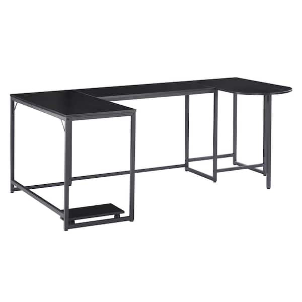 Unbranded 78.7 in. U-Shaped Black MDF Computer Desk with CPU Stand