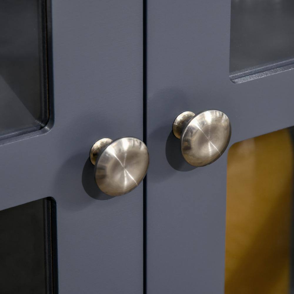 Elegant Grey Tempered Glass Door Sideboard with Adjustable Shelf