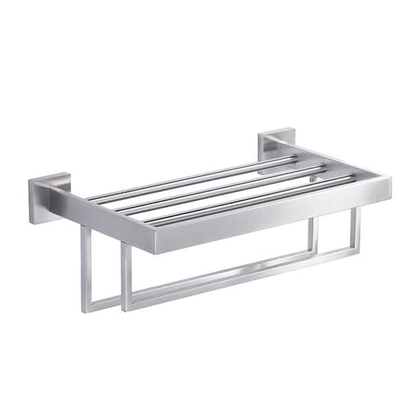 ALEASHA 16 in. 2-Towel Holders Wall Mounted Towel Rack in Brushed Nickel