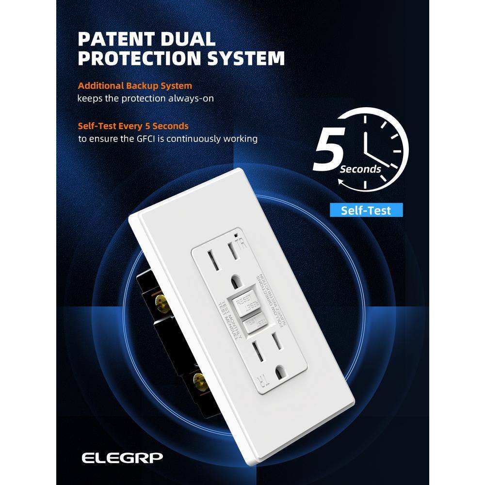White 15 Amp Tamper Resistant GFCI Outlet with LED Indicator and Wall Plate