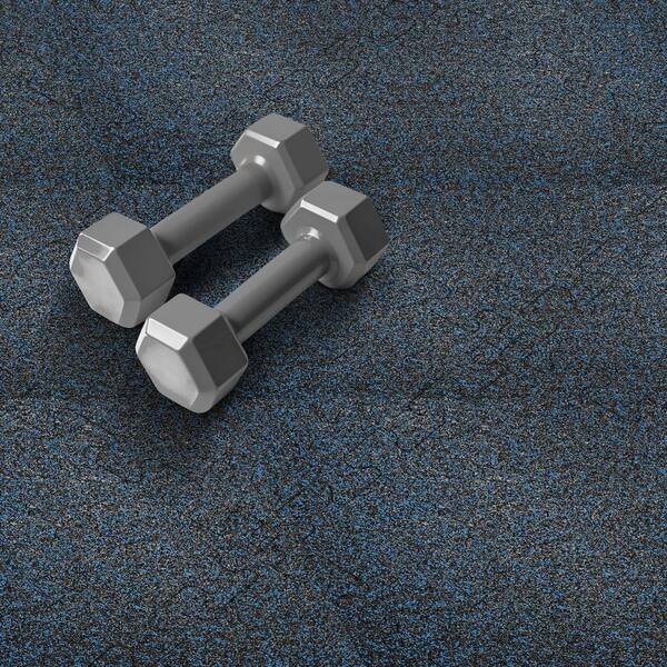 Rubber Gym Tiles with Blue Colored Flake 18 .in x 18 .in 8 mm