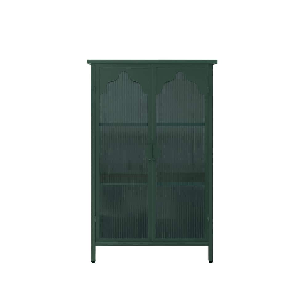 25.98 in. W x 13.31 in. D x 42.44 in. H Dark Green Linen Cabinet with Glass