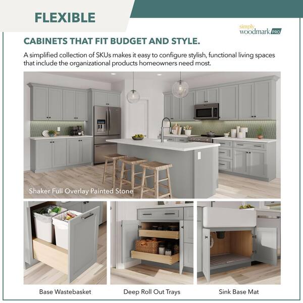 SIMPLY WOODMARK PRO Shaker Partial Overlay 9 in. W x 24 in. D x