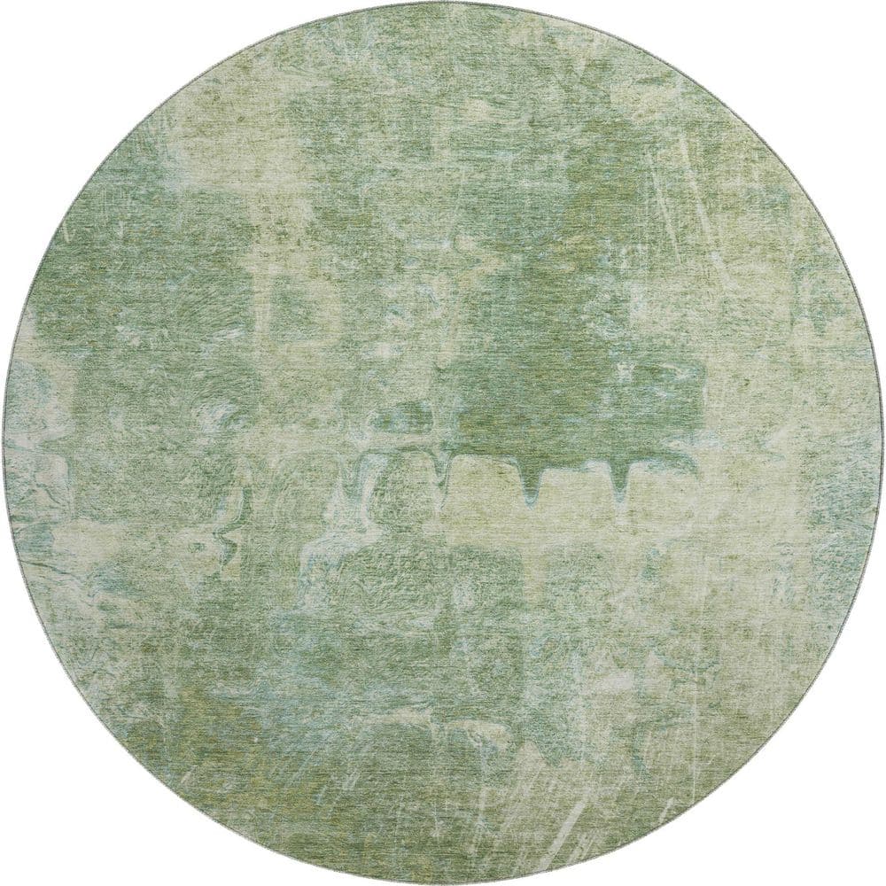 Mayfield Premium Machine Washable Abstract AMF2226 Aloe 8 ft. x 8 ft. Round Rug price history on PriceWatchPro