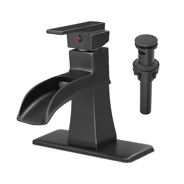 Boyel Living Single Handle Single Hole Bathroom Faucet Deck Plate Included, Pop Up Drain, Water Supply Hoses in Oil Rubbed Bronze