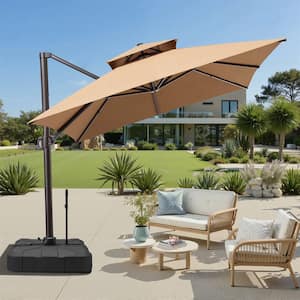 abba patio 8 x 10 feet rectangular cantilever umbrella 10FT Vienna Offset Patio Outdoor Umbrella with 360° Rotation Design and Easy Tilt Adjustment UV 50+ Protection Ribs for Backyard Garden Deck Pool Patio, Brown : Patio, Lawn & Garden coated steel pole Abba Patio Compact Base for