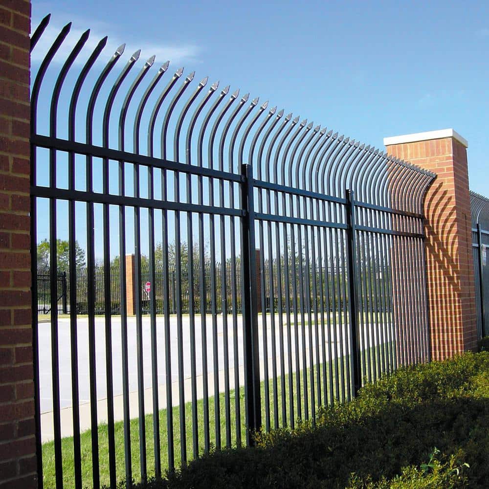 Athens Style Black Steel 8-Panel Curved Top Fence Kit