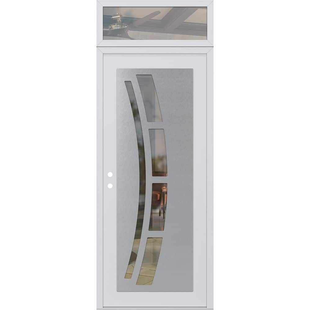 C12 36 in. x 96 in. Silver P Right-Hand/Inswing Clear Glass White/White Transom Steel Prehung Front Door price history on PriceWatchPro